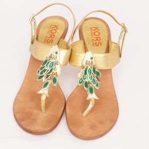 Michael Kors Gold and Green Sandals